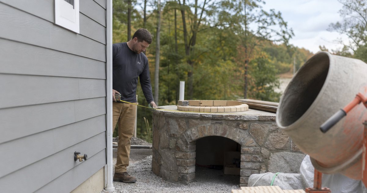 How close can a built in pizza oven sit to your house?