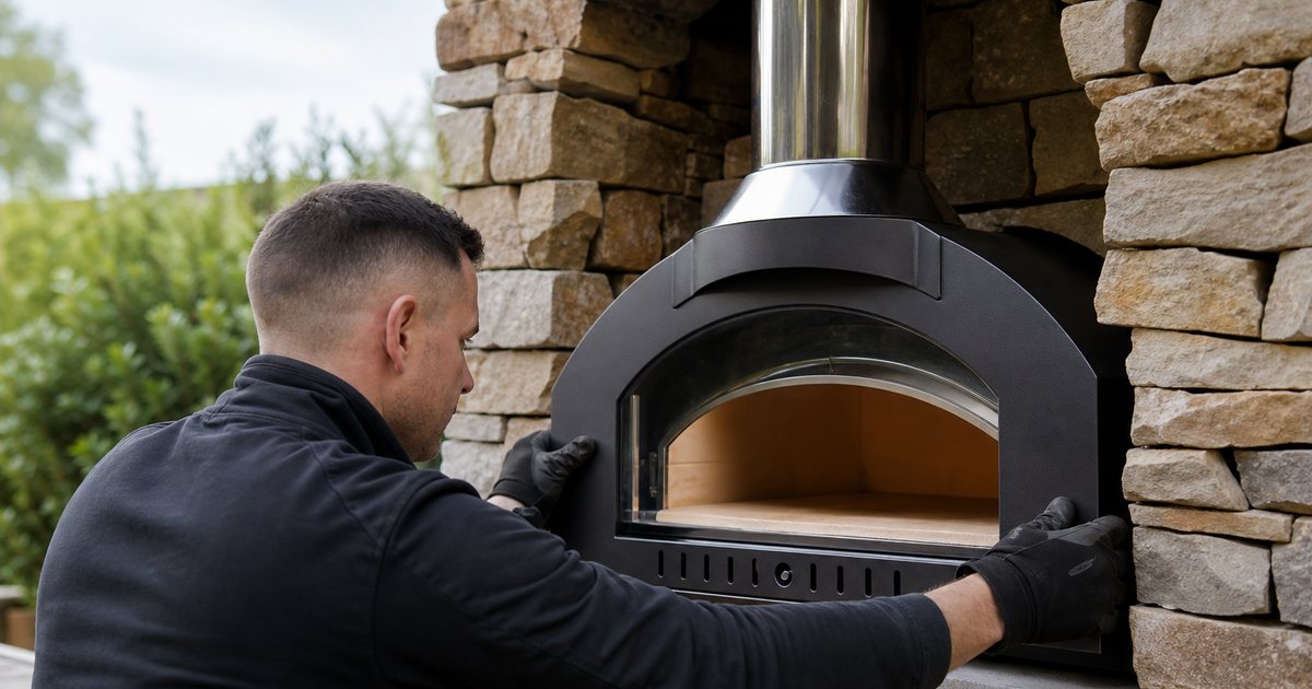 When is professional installation essential for a built in pizza oven?