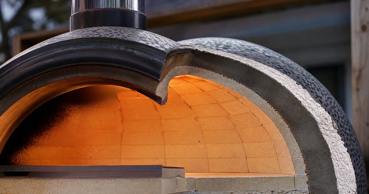 What refractory materials keep a built in pizza oven radiating even heat?