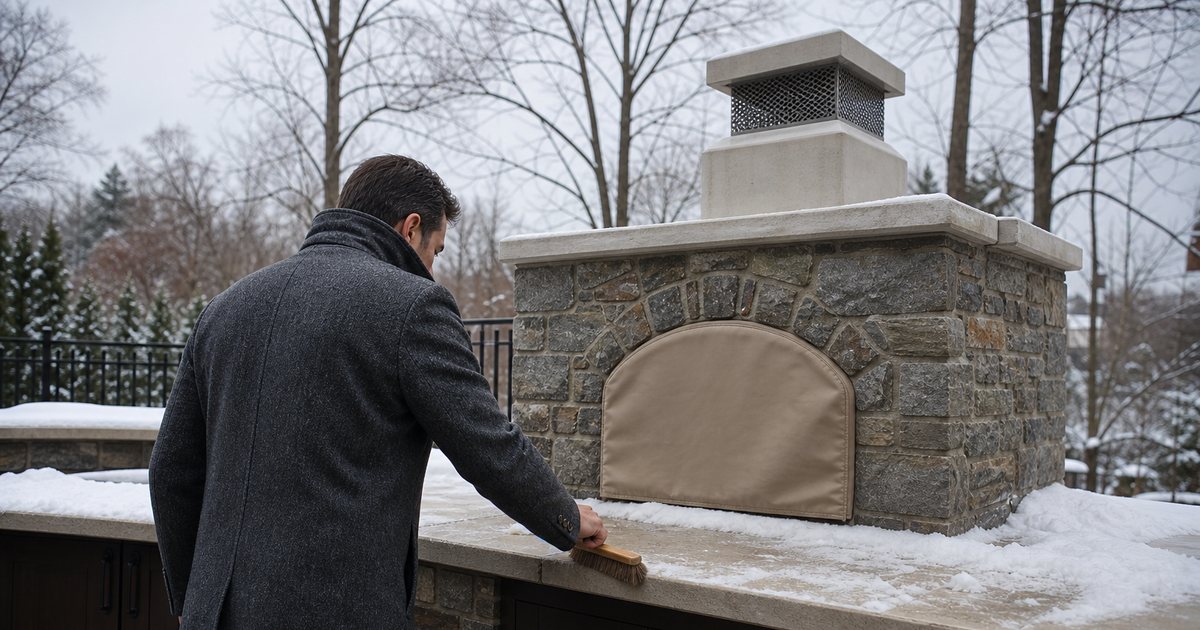 What should a homeowner do when winter freezes threaten an outdoor oven?